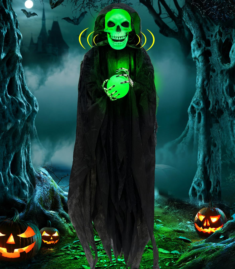 TURNMEON 65-inch grim reaper front view with glowing LED and scary presence