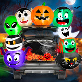 TURNMEON front view inflated arch showcasing full Halloween display and curb appeal