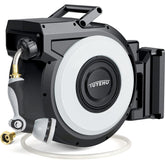 Tuyeho front view of wall-mounted reel showing tidy storage benefit