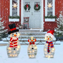 TW SHINE father snowman close-up highlighting warm white lights and sturdy frame