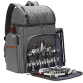 TwentyNext front view of grey picnic backpack showing compact storage and style