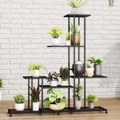 Twhep plant stand styled in living room providing space-saving display