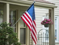 TWO GROUP flag pole on a front porch showing easy display and curb appeal