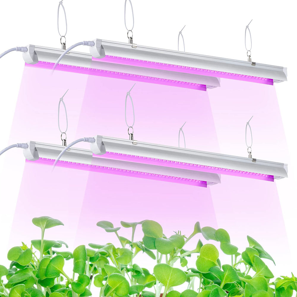 TYAGMAM front view of four 2ft T8 grow light strips showing compact layout and bright output