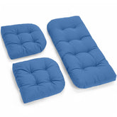 Tycdiose front view of royal blue three-piece cushion set, enhances patio comfort