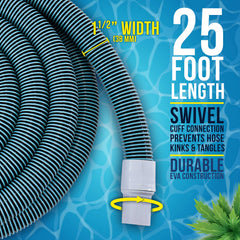 U.S. Pool Supply spiral-wound hose detail showing crush-resistant construction benefit
