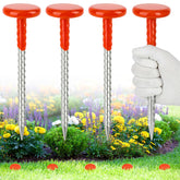 UCandy front view of four orange rebar stakes showing durable finish and visibility