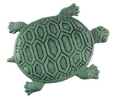 UD iron turtle front view showing verdigris finish and detailed design for durable garden accent