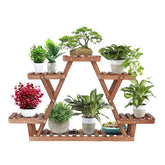 Ufine front view of triangular plant stand showing tiers and balance benefits