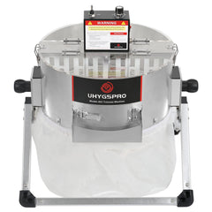 UHYGSPRO front view of 16 inch trimmer showing controls and frame, efficient processing