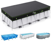 UIRWAY front view of rectangular pool cover showing full coverage benefit