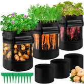 UJG 3-pack grow bags front view showing set and labels, durable convenience