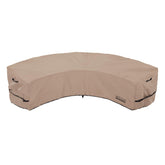 ULTCOVER front view on curved patio sofa showing full waterproof protection