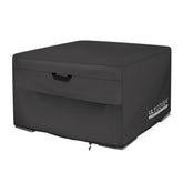 ULTCOVER front view of 36-inch square cover protecting fire pit, weather protection