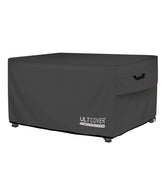 ULTCOVER front view showing full coverage and neat fit, protecting firepit