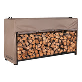 ULTCOVER front view on log rack protecting wood from weather