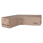 ULTCOVER front view on left-facing L-shaped sectional showing full protection and neat fit