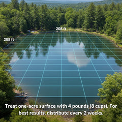 UltraClear tablets applied on pond bottom reducing sludge for clearer water