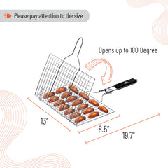 UNCO folded basket with removable wooden handle attached, benefits safe handling