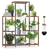Uneedem front view showing full 8-tier stand displaying many pots and saving space