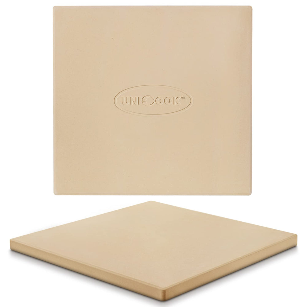 Unicook square stone front view showing full surface for even baking