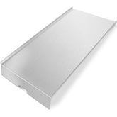 Unidanho front view drip tray showing full stainless steel pan, improves heat distribution