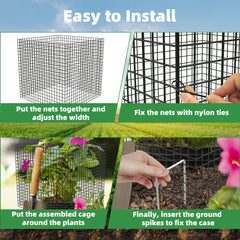 UNIFAMILY plant protector cage in garden shielding seedlings from animals