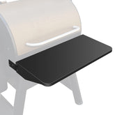 Uniflasy front shelf installed on Traeger showing added prep surface benefit