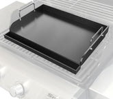 Uniflasy griddle front view showing flat top and polished edges for even cooking