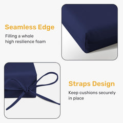 UNIKOME cushion placed on patio dining chair demonstrating comfort and style