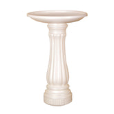 UNION PRODUCTS front view of white bird bath showing classic garden styling and benefit