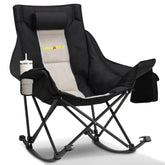 Unisakey front view of light gray rocking chair showing roomy seat and frame benefit comfort