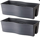 United Frames front view of grey rectangular railing planter showing clean lines and capacity