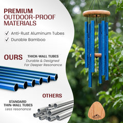 UpBlend Outdoors chime hanging on porch hook demonstrating ideal placement and ambiance