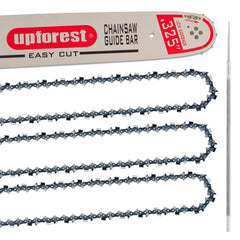 UPFOREST front packaging showing bar and three chains, ready to install benefit