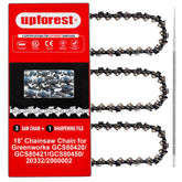 UPFOREST three-chain pack front view showing replacement chains and benefits