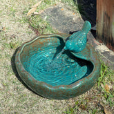 UPSJYJ front view of ceramic bird bath showing elegant design and attraction