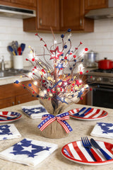 UQJE lighted tree on mantel demonstrating warm LED glow and ambient celebration benefit