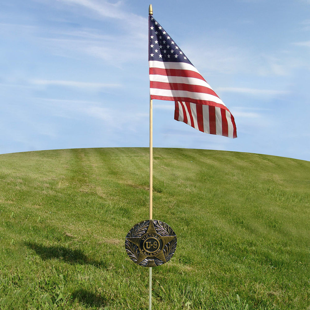 US Flag Store grave marker front view showing bronze highlights and durable finish