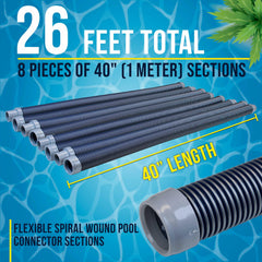 U.S. Pool Supply assembled hose in pool attached to vacuum demonstrating reach