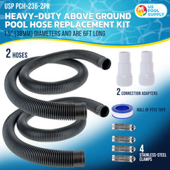 U.S. Pool Supply closeup of spiral-wound hose texture highlighting durability and kink resistance