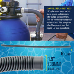 U.S. Pool Supply hose end fitted with adapter demonstrating secure, leak-free connection