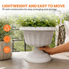 Usocik planter filled with colorful annuals demonstrating portable seasonal styling