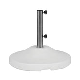 US Weight front view of white umbrella base showing contemporary finish and stability