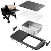 Utheer front shelf attached to grill offering extra prep space