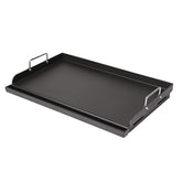 Utheer front view of full griddle showing flat cooking area and benefit of wide coverage