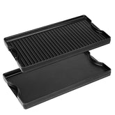 Utheer front view griddle showing full two-burner span and sturdy build for versatility