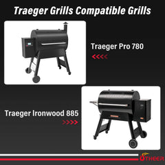 Utheer shelf folded flat against grill showing compact storage benefit