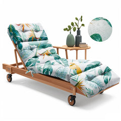 Uthem front view of yellow-green leaf chaise cushion showing pattern and fit benefit