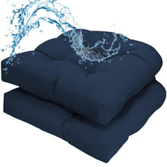 Uthem front view navy blue cushions showing clean design and comfortable seating